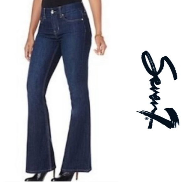 Seven7 Denim - NWT! Seven7 Bling FLARE Blue Label Premium Jeans Embellished Dark Wash Size 32